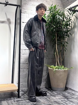 「HARE（ハレ）のフラワーモチーフメランジニット(HARE)（ニット/セーター）」を使った、miuraaaさん（メンズ・175cm）の秋コーディネート