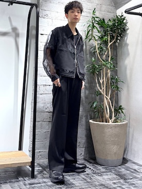 「アイテム（スラックス）」を使った、miuraaaさん（メンズ・175cm）の夏コーディネート