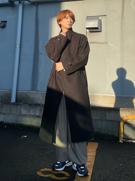 「カーゴパンツコーデ」｜「アイテム（チェスターコート）」を使った、加藤元気さん（メンズ・177cm）の冬コーディネート