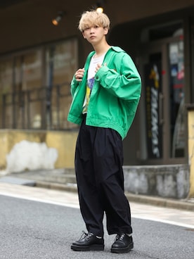 「BURBERRY（バーバリー）のアイテム（ブルゾン）」を使った、加藤元気さん（メンズ・177cm）の秋コーディネート