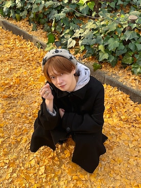 「アイテム（マウンテンパーカー）」を使った、加藤元気さん（メンズ・177cm）の冬コーディネート