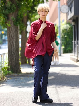 「Adoon plain（アドーンプレーン）のアイテム」を使った、加藤元気さん（メンズ・177cm）の夏コーディネート