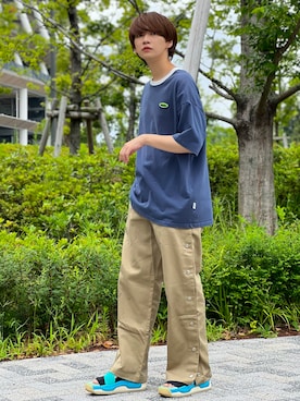 「Y-3（ワイスリー）のアイテム（サンダル）」を使った、加藤元気さん（メンズ・177cm）の夏コーディネート