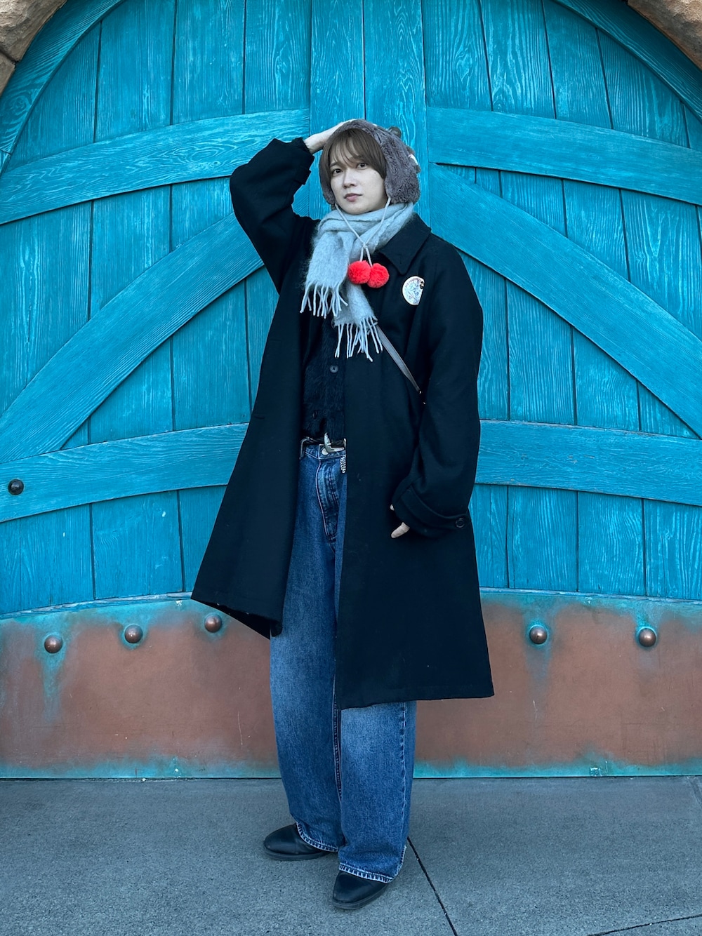 loose wool blend soutien collar coat / ルーズウールブレンドステン