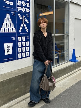 「アイテム（カーディガン/ボレロ）」を使った、加藤元気さん（メンズ・177cm）の秋コーディネート
