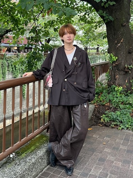 「アイテム（テーラードジャケット）」を使った、加藤元気さん（メンズ・177cm）の秋コーディネート