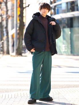 「RAGEBLUE（レイジブルー）のアイテム（マウンテンパーカー）」を使った、加藤元気さん（メンズ・177cm）の冬コーディネート