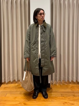 「アイテム（ステンカラーコート）」を使った、武人さん（メンズ・167cm）の秋コーディネート