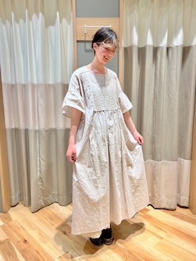 「Samansa Mos2（サマンサ モスモス）のモチーフレースワンピース（ワンピース）」を使った、kahoさん（レディース・161cm）の夏コーディネート