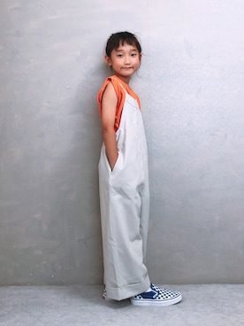 「ローリーズファーム(LOWRYS FARM)」｜「アイテム（サロペット/オーバーオール）」を使った、SGRさん（キッズ・110cm）の夏コーディネート