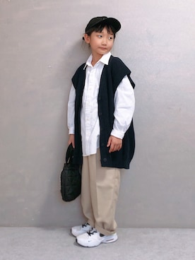 「PAPAPAPARK（パパパパーク）のアイテム」を使った、SGRさん（キッズ・120cm）の春コーディネート