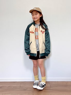 「カラーソックス」｜「アイテム（ブルゾン）」を使った、SGRさん（キッズ・127cm）の春コーディネート