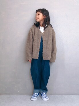「CIAOPANIC TYPY（チャオパニックティピー）のアイテム（ノーカラージャケット）」を使った、SGRさん（キッズ・120cm）の秋コーディネート