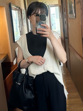 「CLANE（クラネ）のアイテム（スラックス）」を使った、LILIさん（レディース・151cm）の夏コーディネート