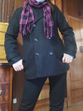 「Honeys（ハニーズ）のアイテム（ピーコート）」を使った、ayoumu(まる)さん（レディース・170cm）の冬コーディネート