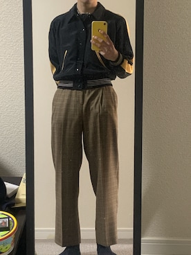「CELINE（セリーヌ）のアイテム（スタジャン）」を使った、和美姫さん（メンズ・166cm）の春コーディネート