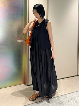 「THE GOODLAND MARKET（ザグッドランドマーケット）のFANAKA　キャミソールドレス（ワンピース、ブラック系）」を使った、anonさん（レディース・165cm）の夏コーディネート