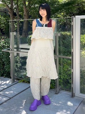 「アイテム（サンダル、パープル系）」を使った、anonさん（レディース・166cm）の夏コーディネート