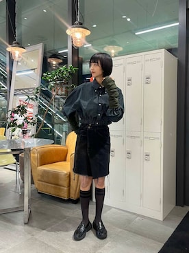 「アイテム（手袋、グリーン系）」を使った、anonさん（レディース・166cm）の秋コーディネート