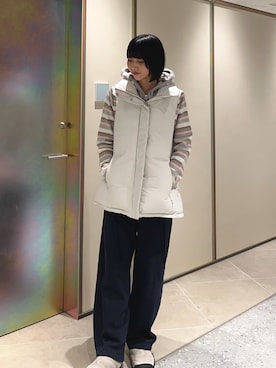 「アイテム（ダウンベスト）」を使った、anonさん（レディース・165cm）の冬コーディネート