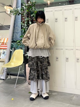 「アイテム（ナイロンジャケット）」を使った、anonさん（レディース・166cm）の冬コーディネート