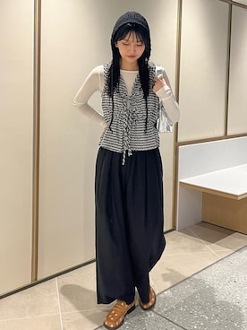 「THE GOODLAND MARKET（ザグッドランドマーケット）のnakes　OC SHEER L/S TEE（Tシャツ/カットソー、ホワイト系）」を使った、anonさん（レディース・165cm）の春コーディネート