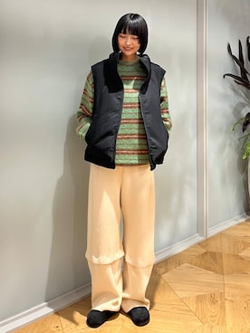 「アイテム（サンダル、ブラック系）」を使った、anonさん（レディース・165cm）の冬コーディネート