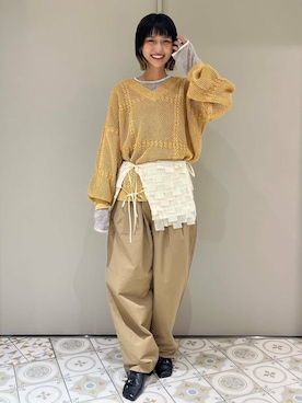 「LAATO（ラート）のpiping sheer tee（Tシャツ/カットソー）」を使った、anonさん（レディース・166cm）の冬コーディネート