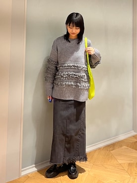 「アイテム（デニムスカート）」を使った、anonさん（レディース・165cm）の秋コーディネート