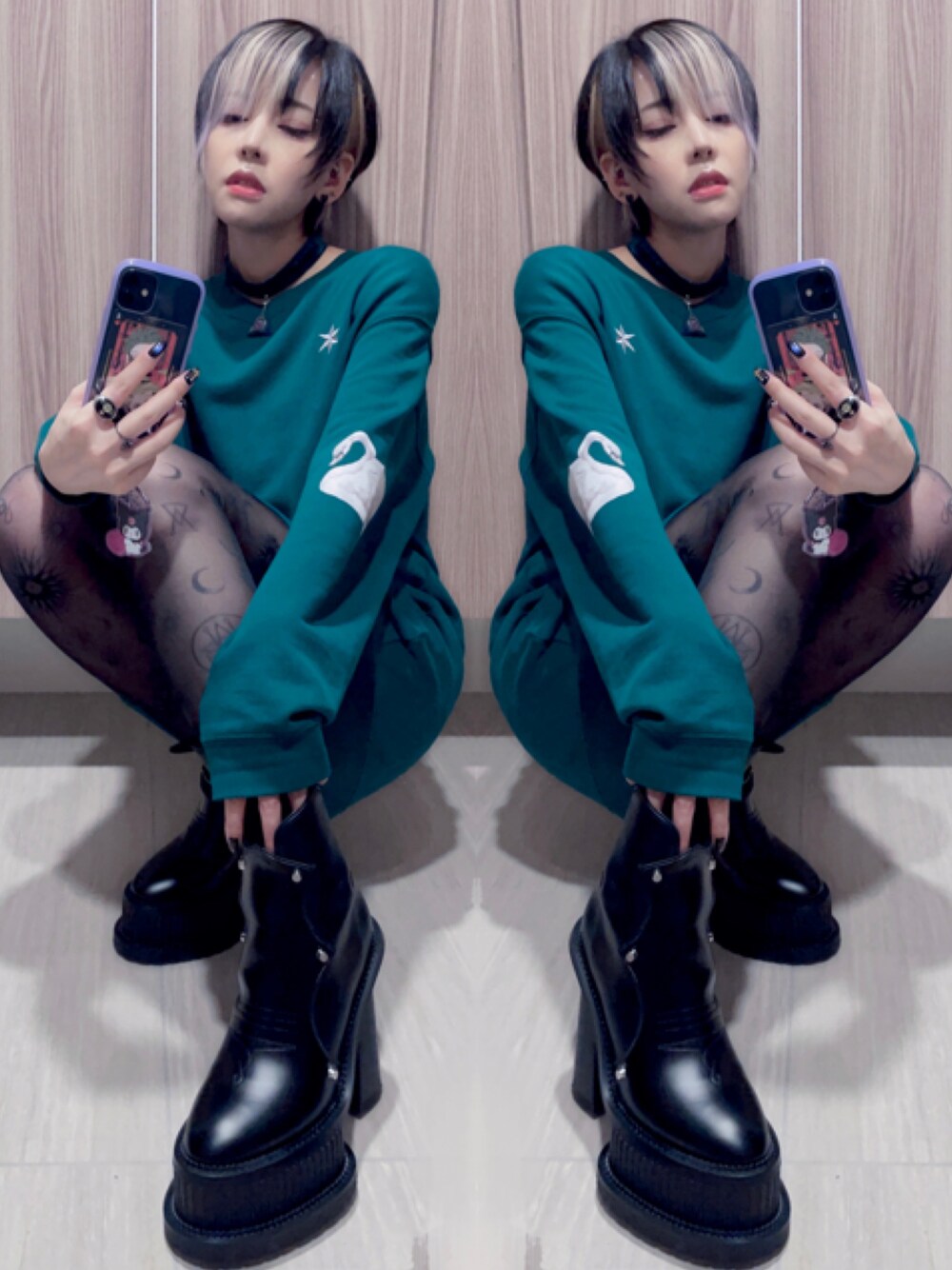 【新品未使用】PAMEO POSE W Swan Mods Coat ブラック PAMEO POSE（パメオポーズ）の「W Swan Pullover（パーカー