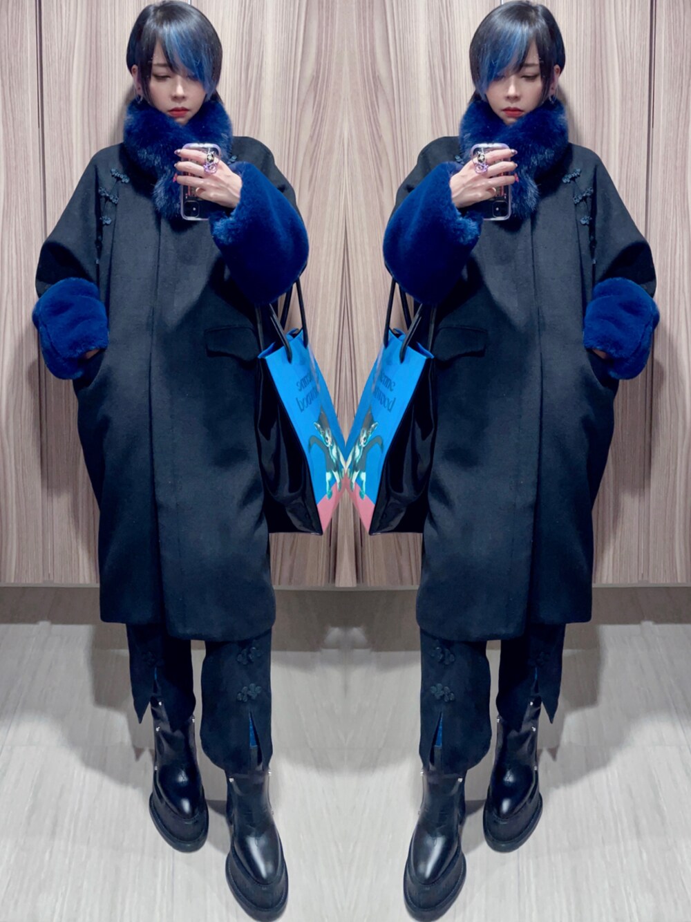 【美品】PAMEO POSE Mandarin Cocoon Coat ブラック MANDARIN COCOON COAT-PAMEO POSE パメオポーズ Excellent