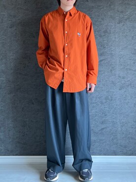 オレンジ系のアイテムを使った オーバーサイズシャツ のメンズ人気ファッションコーディネート Wear