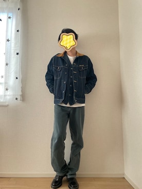 「STUSSY（ステューシー）のアイテム（デニムジャケット）」を使った、はまチさん（メンズ・170cm）の冬コーディネート