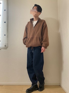 「レトロ」｜「アイテム（スウェット）」を使った、はまチさん（メンズ・170cm）の冬コーディネート