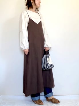 「しまむらコラボ」｜「アイテム（ワンピース/ドレス）」を使った、うる❀さん（レディース・158cm）の春コーディネート
