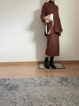 「select MOCA（セレクトモカ）のアイテム（セットアップ）」を使った、Nishidaさん（レディース・165cm）の秋コーディネート