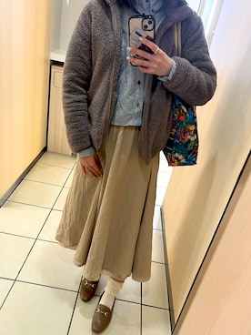 「アイテム（ノーカラージャケット）」を使った、Momoさん（レディース・155cm）の冬コーディネート