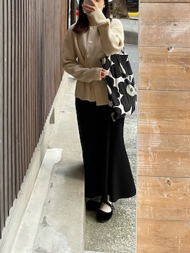 「sheinのアイテム（ニット/セーター、ベージュ系）」を使った、チカさん（レディース・152cm）の秋コーディネート