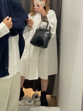 「nuguのアイテム（ハンドバッグ、ブラック系）」を使った、チカさん（レディース・152cm）の冬コーディネート