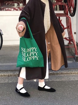 「SVEC（シュベック）のカンフーシューズ /  SVEC シュベック kung fu Shoes（バレエシューズ、ブラック系）」を使った、チカさん（レディース・152cm）の冬コーディネート