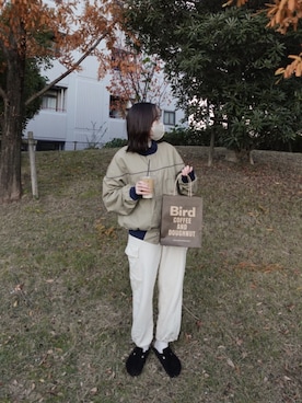 「古着コーデ」｜「アイテム（ミリタリージャケット）」を使った、チカさん（レディース・152cm）の冬コーディネート