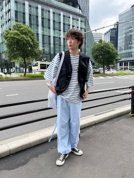 「WHIMSIC（ウィムジック）のアイテム」を使った、maitoさん（メンズ・172cm）の夏コーディネート