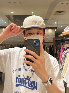 「WHIMSIC（ウィムジック）のアイテム（キャップ）」を使った、maitoさん（メンズ・172cm）の夏コーディネート