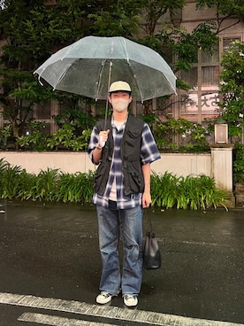 「WHIMSIC（ウィムジック）のアイテム（キャップ）」を使った、maitoさん（メンズ・172cm）の夏コーディネート