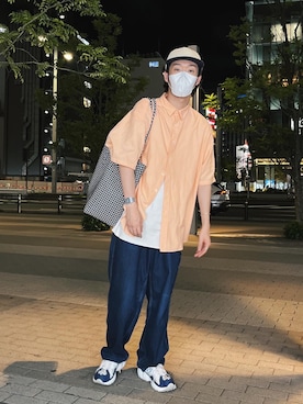 「WHIMSIC（ウィムジック）のアイテム（キャップ）」を使った、maitoさん（メンズ・172cm）の夏コーディネート