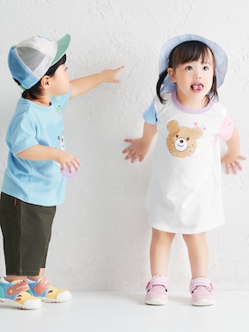 「HOT BISCUITS（ホットビスケッツ）のアイテム（パンツ）」を使った、ミキハウス ホットビスケッツ店さん（キッズ・80cm）の春コーディネート