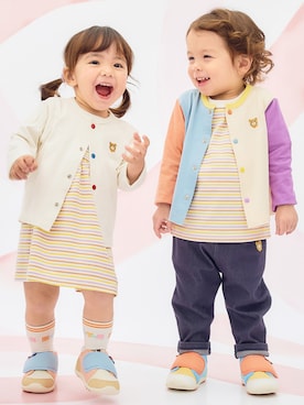 「HOT BISCUITS（ホットビスケッツ）のアイテム（パンツ）」を使った、ミキハウス ホットビスケッツ店さん（キッズ・80cm）の春コーディネート