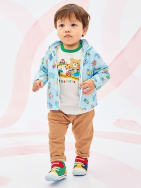 「HOT BISCUITS（ホットビスケッツ）の顔ドン メッシュ素材 セカンド ベビーシューズ（スニーカー、その他）」を使った、ミキハウス ホットビスケッツ店さん（キッズ・80cm）の冬コーディネート