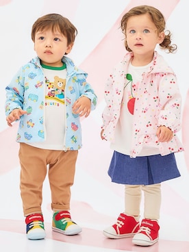 「HOT BISCUITS（ホットビスケッツ）の顔ドン メッシュ素材 セカンド ベビーシューズ（スニーカー、その他）」を使った、ミキハウス ホットビスケッツ店さん（キッズ・80cm）の冬コーディネート