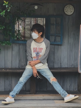 「Saint Laurent（サンローラン）のアイテム（トップス）」を使った、86s.hiroさん（メンズ・162cm）の夏コーディネート